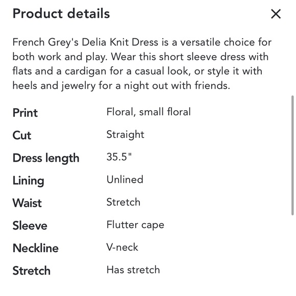 FRENCH GREY Delia Knit Flutter Sleeve Dress Medium - Picture 6 of 6